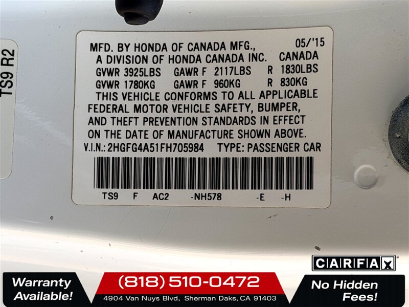 2015 Honda Civic Si   - Photo 26 - Sherman Oaks, CA 91403-1701