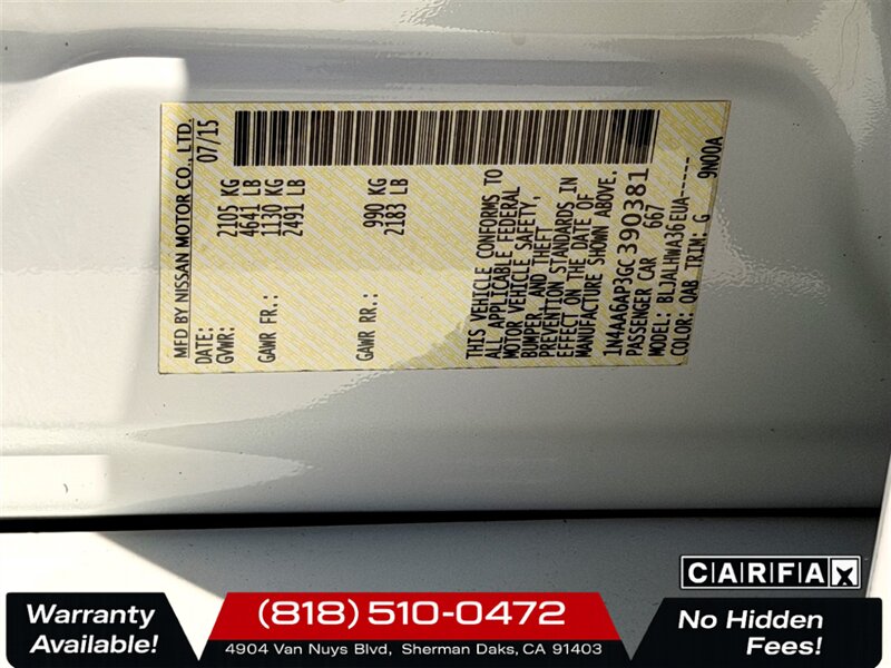 2016 Nissan Maxima Platinum   - Photo 7 - Sherman Oaks, CA 91403-1701