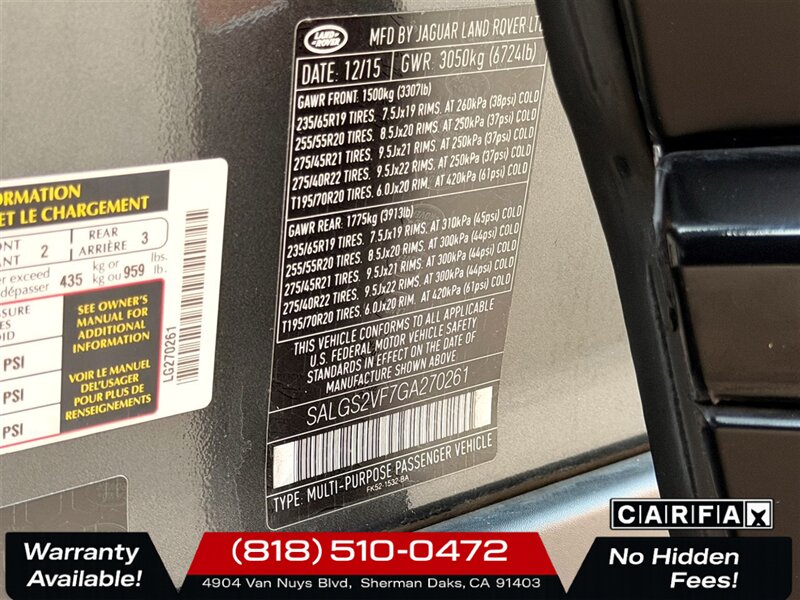 2016 Land Rover Range Rover 3.0L V6 Supercharged HSE   - Photo 33 - Sherman Oaks, CA 91403-1701