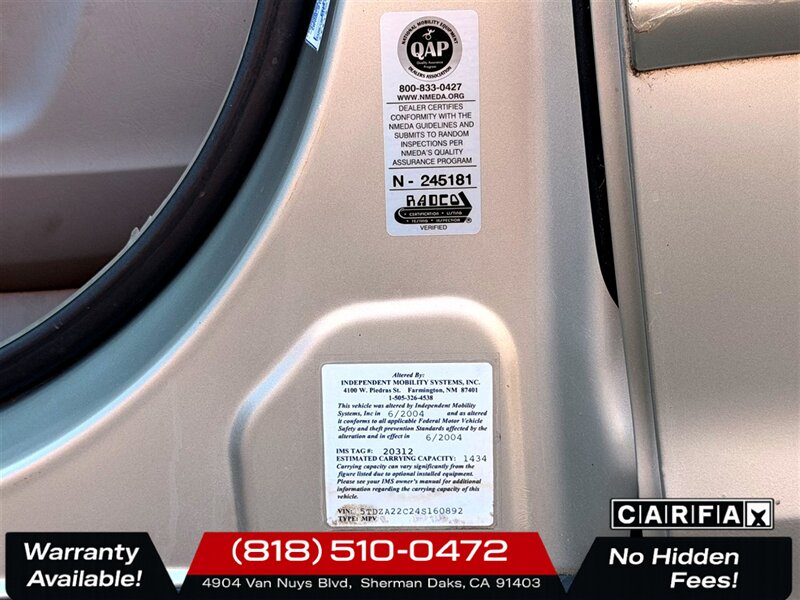 2004 Toyota Sienna XLE 7 Passenger Wheelchair Van - Photo 26 - Sherman Oaks, CA 91403-1701