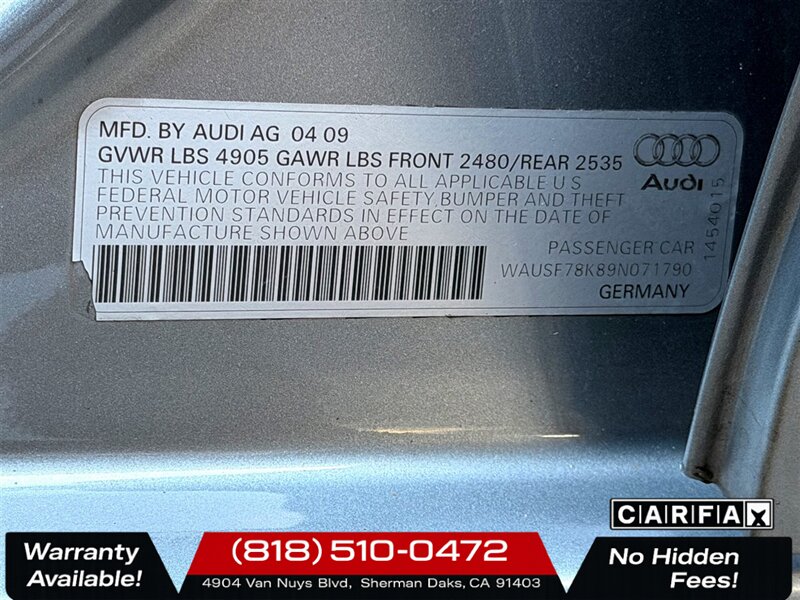 2009 Audi A4 2.0T quattro Premium Plus   - Photo 25 - Sherman Oaks, CA 91403-1701