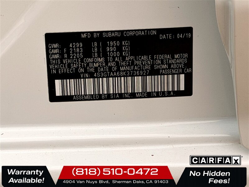 2019 Subaru Impreza 2.0i   - Photo 28 - Sherman Oaks, CA 91403-1701