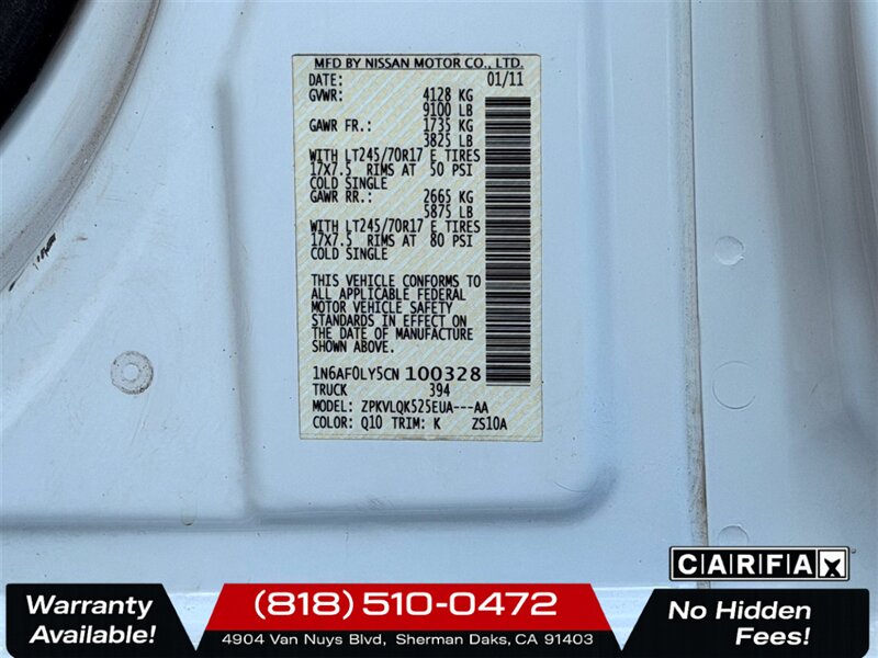 2012 Nissan NV 2500 HD SV   - Photo 25 - Sherman Oaks, CA 91403-1701