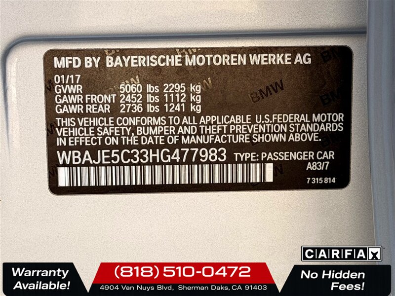 2017 BMW 540i   - Photo 29 - Sherman Oaks, CA 91403-1701