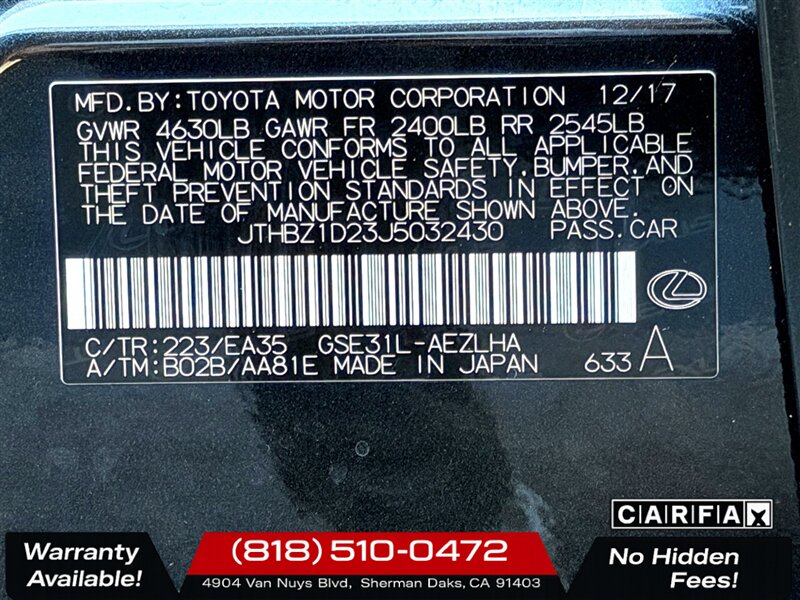 2018 Lexus IS 350   - Photo 37 - Sherman Oaks, CA 91403-1701