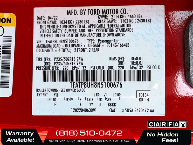 2022 Ford Mustang EcoBoost Premium   - Photo 31 - Sherman Oaks, CA 91403-1701