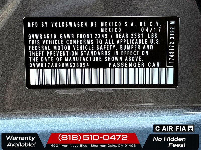 2017 Volkswagen Golf SportWagen S 4Motion   - Photo 25 - Sherman Oaks, CA 91403-1701