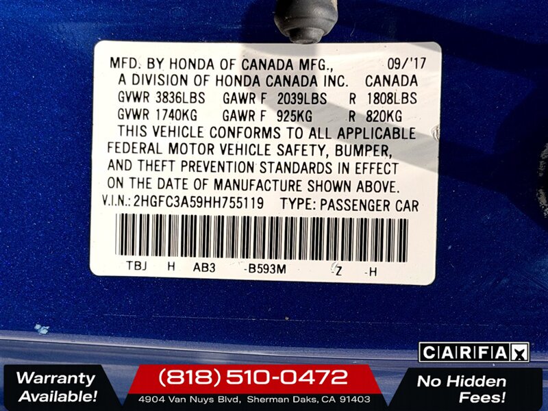 2017 Honda Civic Si   - Photo 22 - Sherman Oaks, CA 91403-1701
