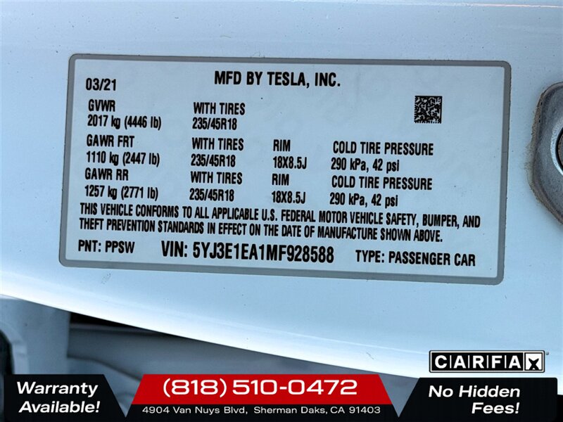 2021 Tesla Model 3 Standard Range Plus   - Photo 27 - Sherman Oaks, CA 91403-1701