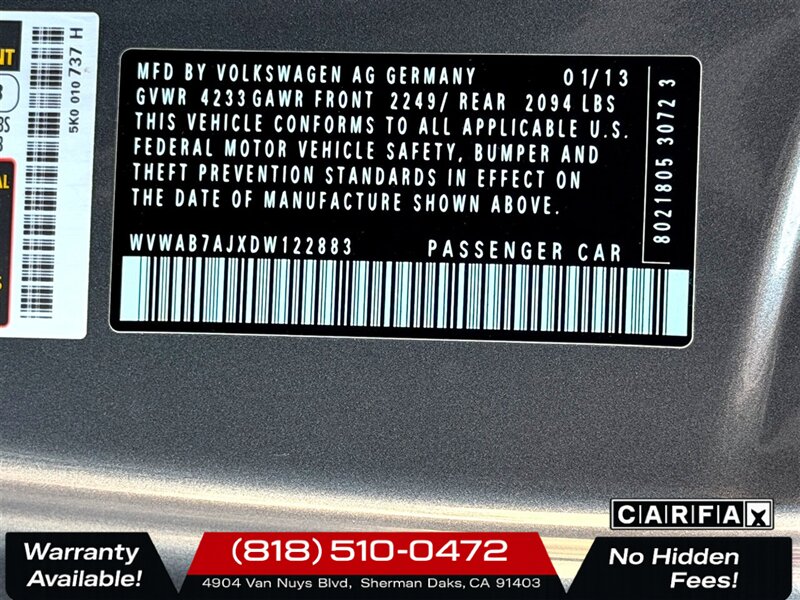 2013 Volkswagen Golf 2.5L PZEV - Photo 22 - Sherman Oaks, CA 91403-1701