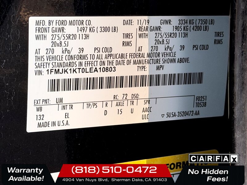 2020 Ford Expedition MAX Limited   - Photo 35 - Sherman Oaks, CA 91403-1701