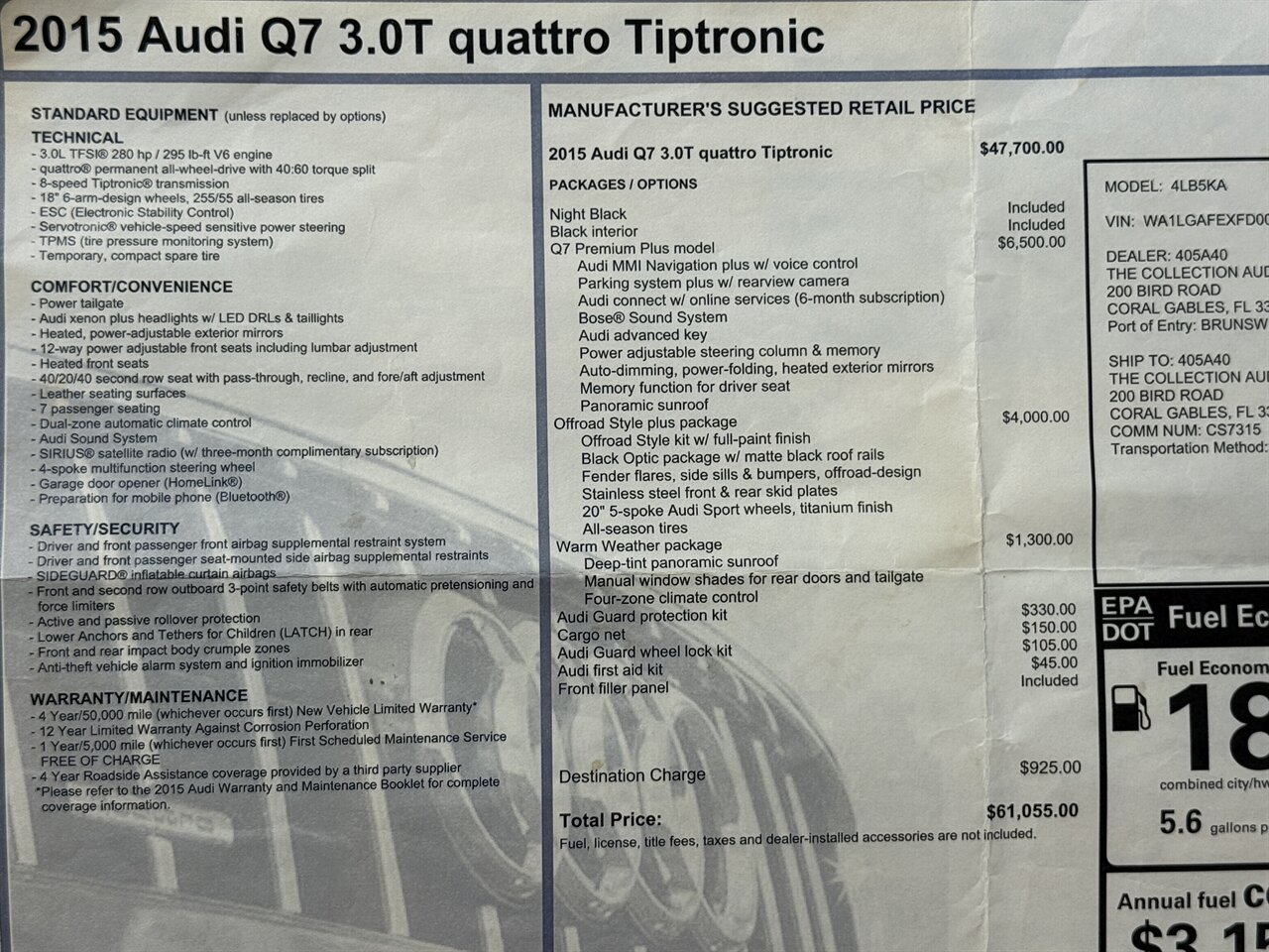 2015 Audi Q7 3.0T quattro Premium Plus   - Photo 6 - West Palm Beach, FL 33409