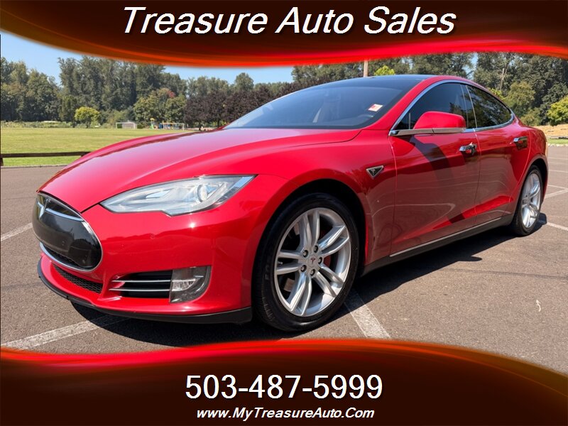 Red Multi-Coat 2014 Tesla Model S Sedan Rear-Wheel Drive Automatic