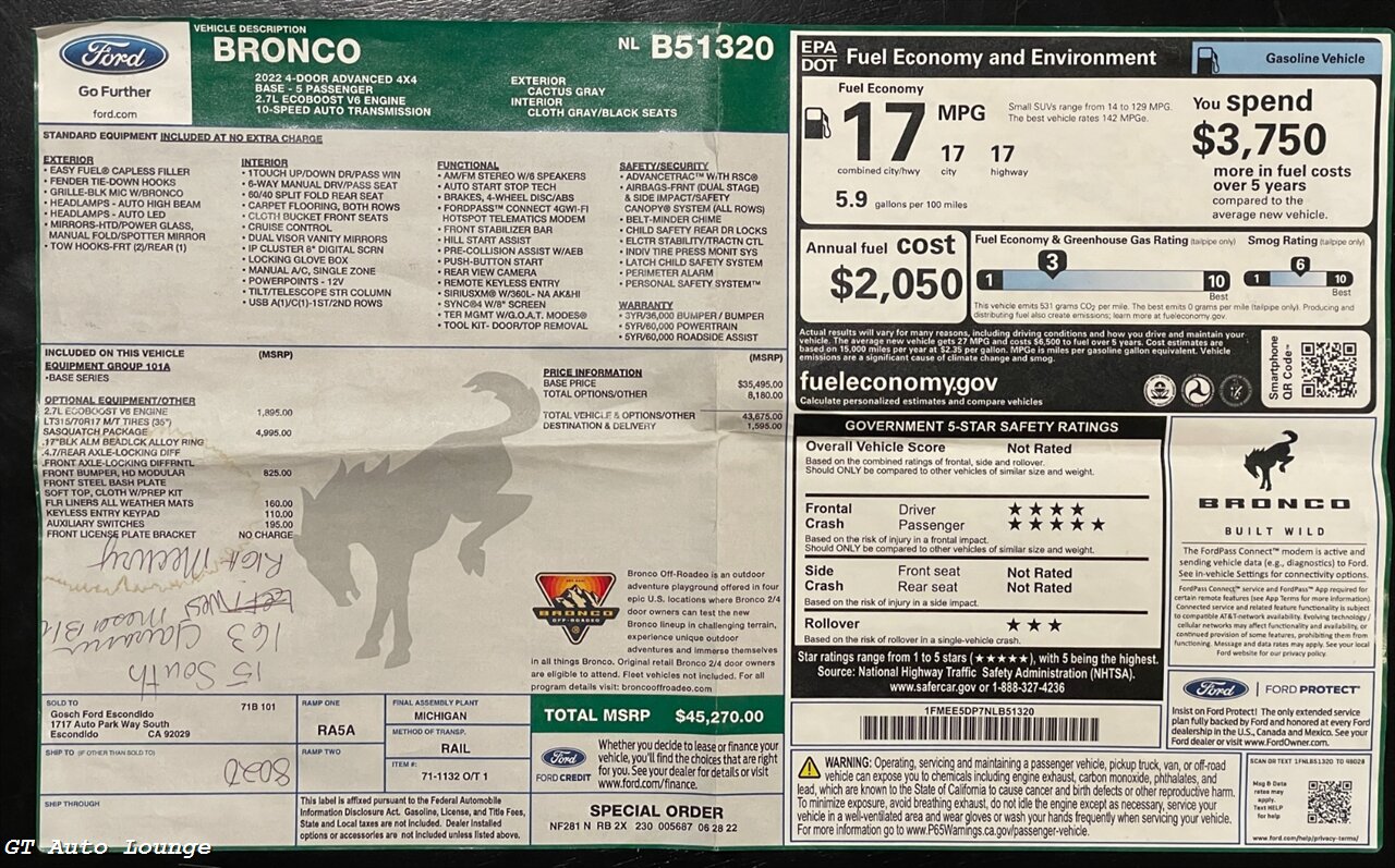 2022 Ford Bronco Advanced 4x4 Sasquatch - Photo 54 - Rancho Cordova, CA 95742