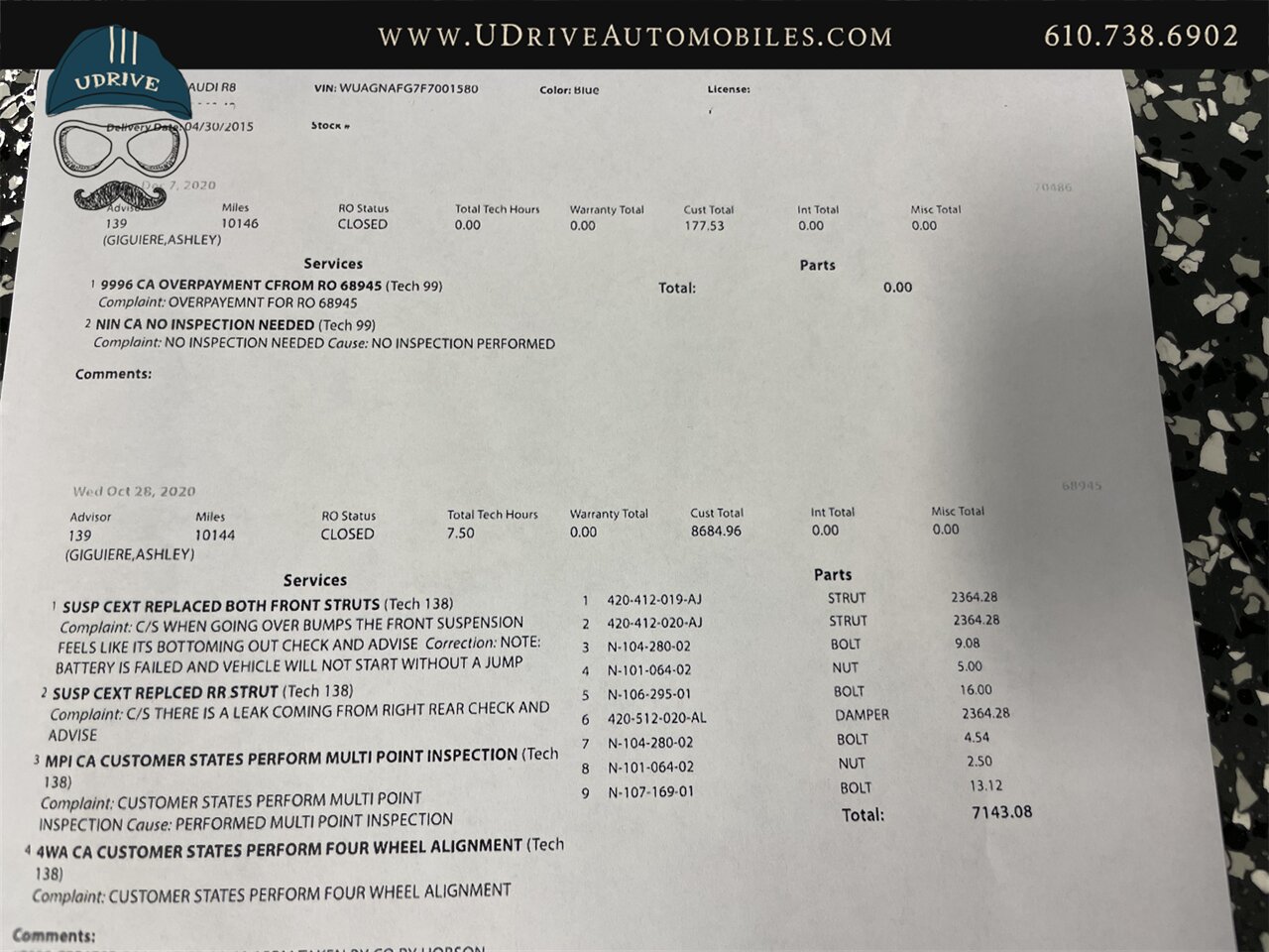 2015 Audi R8 5.2 V10 Quattro 6 Speed Manual 10k Miles  Diamond Stitched Leather 1 of 2 - Photo 60 - West Chester, PA 19382