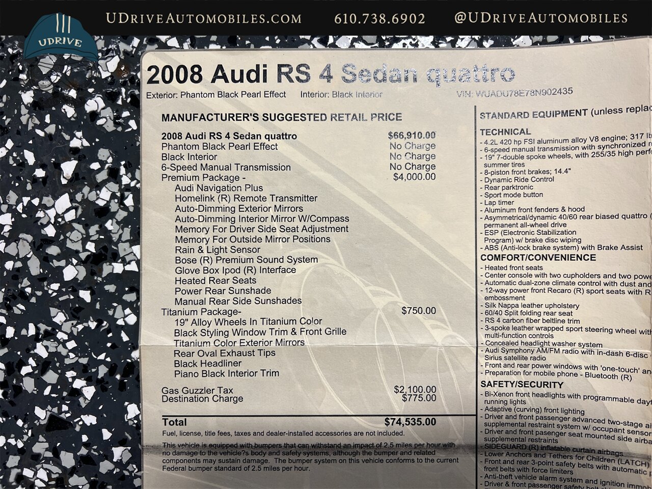 2008 Audi RS4 quattro  Titanium Pkg Prem Pkg Rear Service History 2 Owners - Photo 69 - West Chester, PA 19382