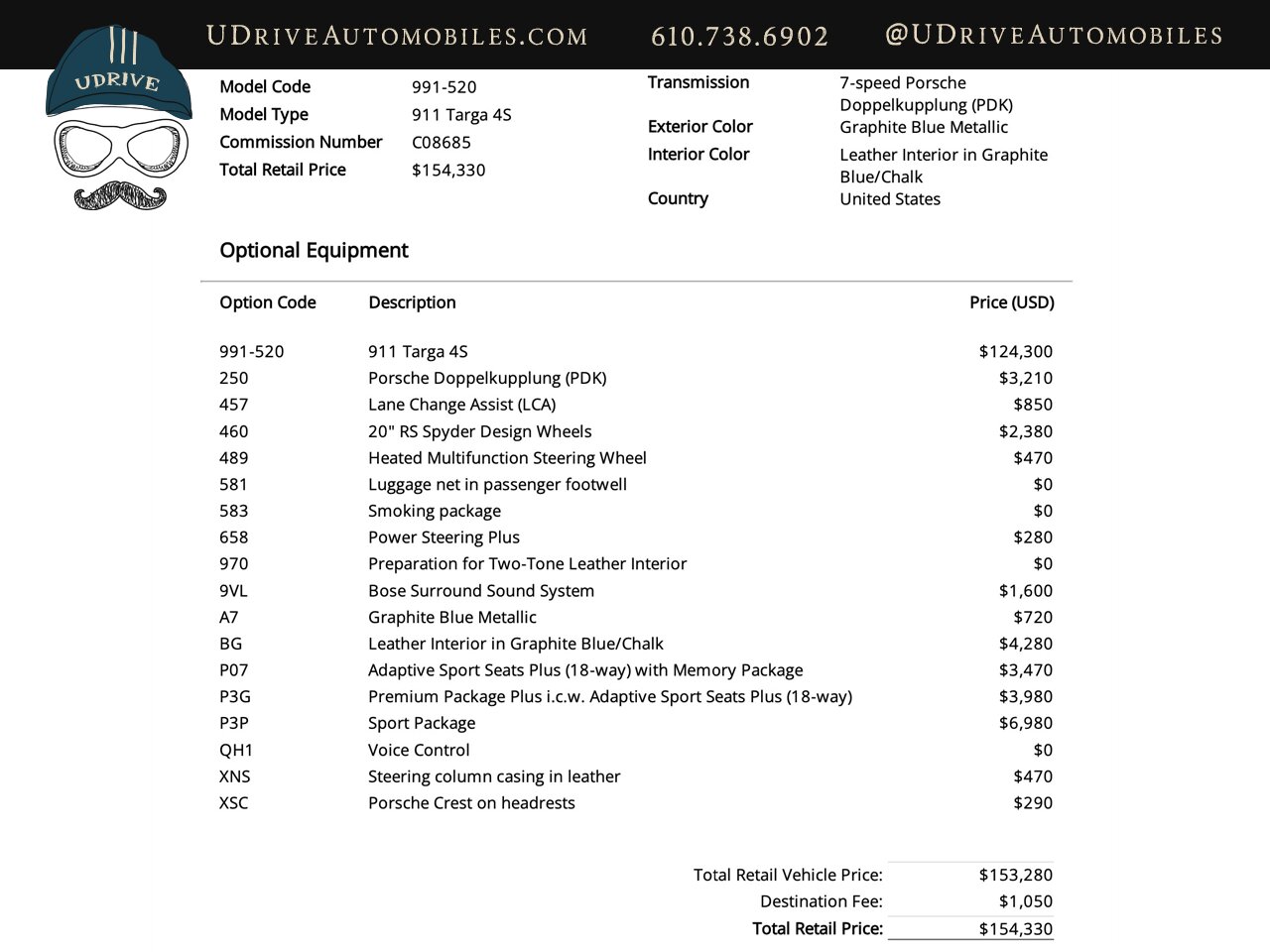 2018 Porsche 911 Targa 4S  991 20 " RS Spyder Whls Adap Sport Sts Prm Pkg Sport Pkg LCA Graphite Blue - Photo 2 - West Chester, PA 19382