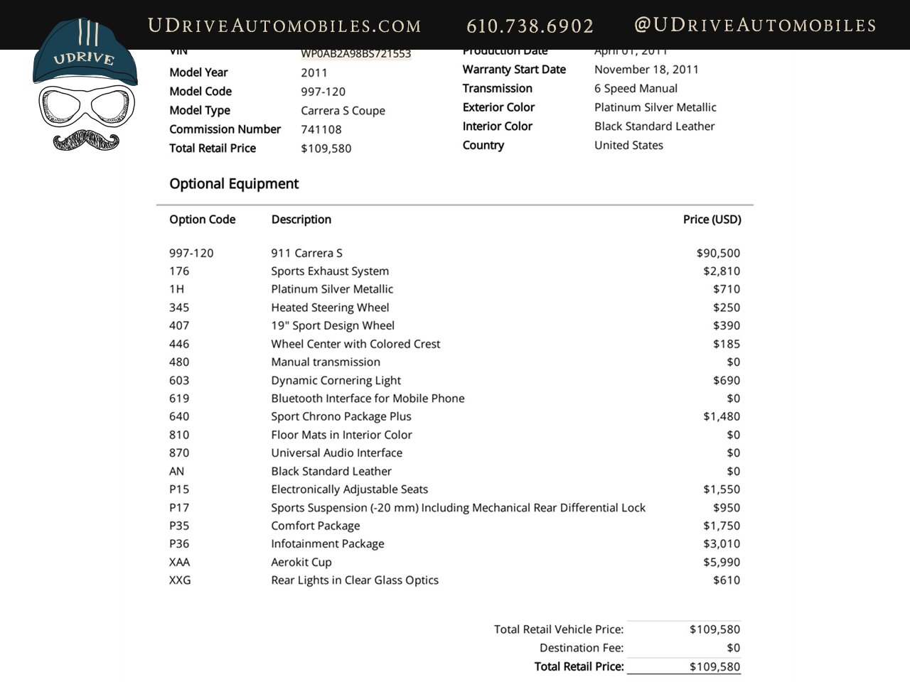 2011 Porsche 911 Carrera S  997.2 Factory Aerokit 6 Speed Sport Exhaust Sports Susp Diff Lock Clear Tails Incredible Spec - Photo 1 - West Chester, PA 19382