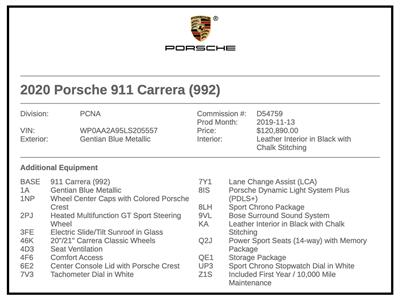 2020 Porsche 911 Carrera  10k Miles Spt Vent Seats PPF Chrono 20