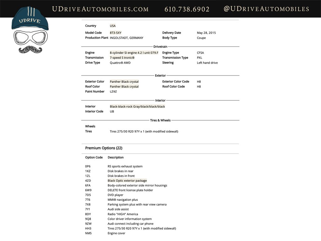 2015 Audi RS 5 4.2 quattro  Black Optics Package Rare Panther Black Crystal Effect - Photo 60 - West Chester, PA 19382