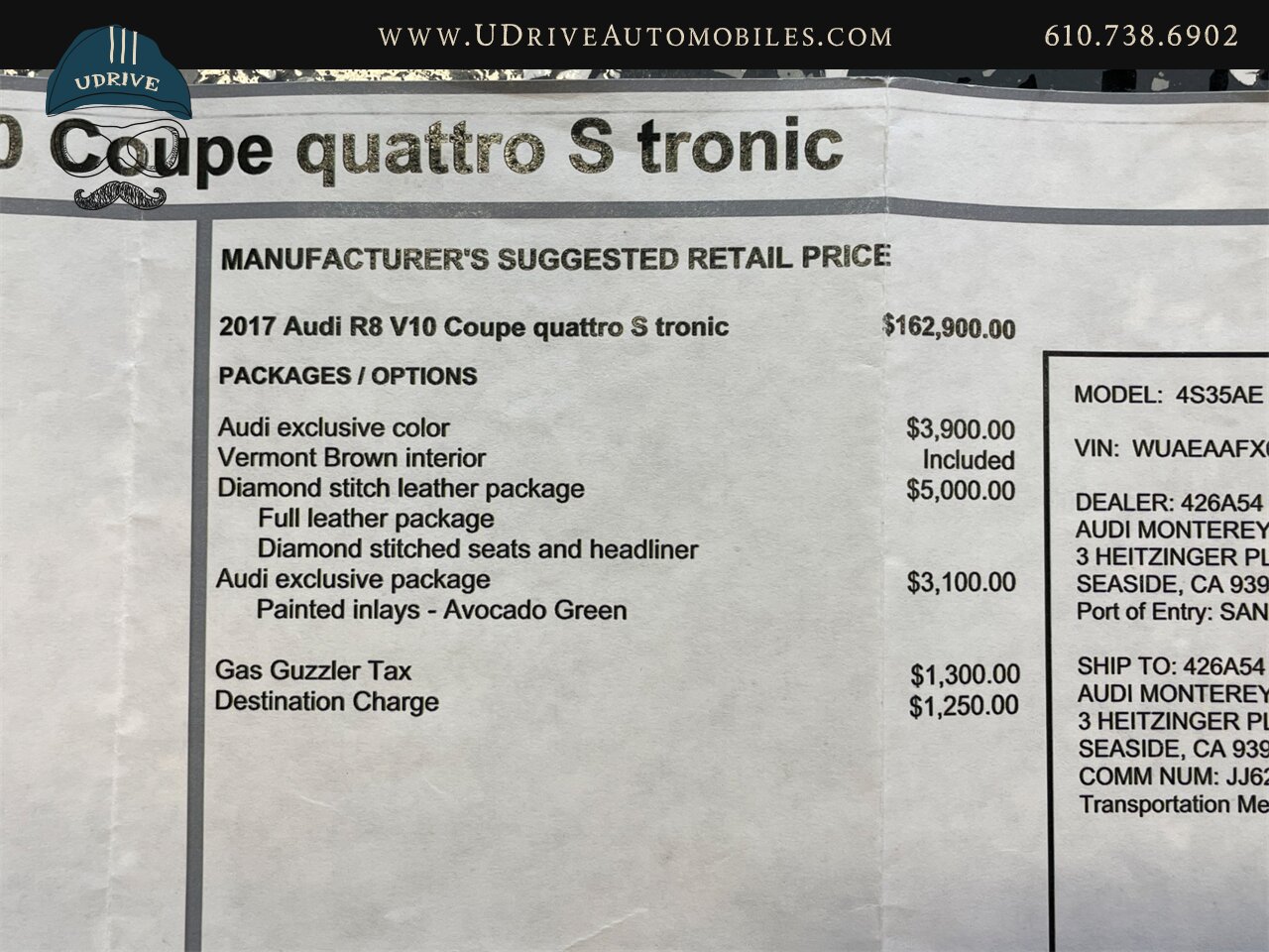 2017 Audi R8 Audi Exclusive Avocado Green Vermont Brown Leather  Diamond Stitching V10 Carbon Fiber - Photo 56 - West Chester, PA 19382