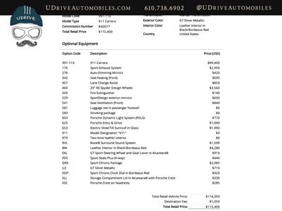 2017 Porsche 911 Carrera  991.2 7 Speed Manual Chrono Sport Exhst 20in RS Spyder Whls Glass Roof 2 Tone Lthr Great Spec Coupe