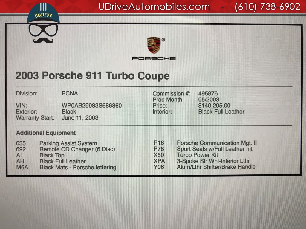 2003 Porsche 911 Turbo X50 Power Kit 6 Speed GT3 Whls Sport Seats   - Photo 2 - West Chester, PA 19382