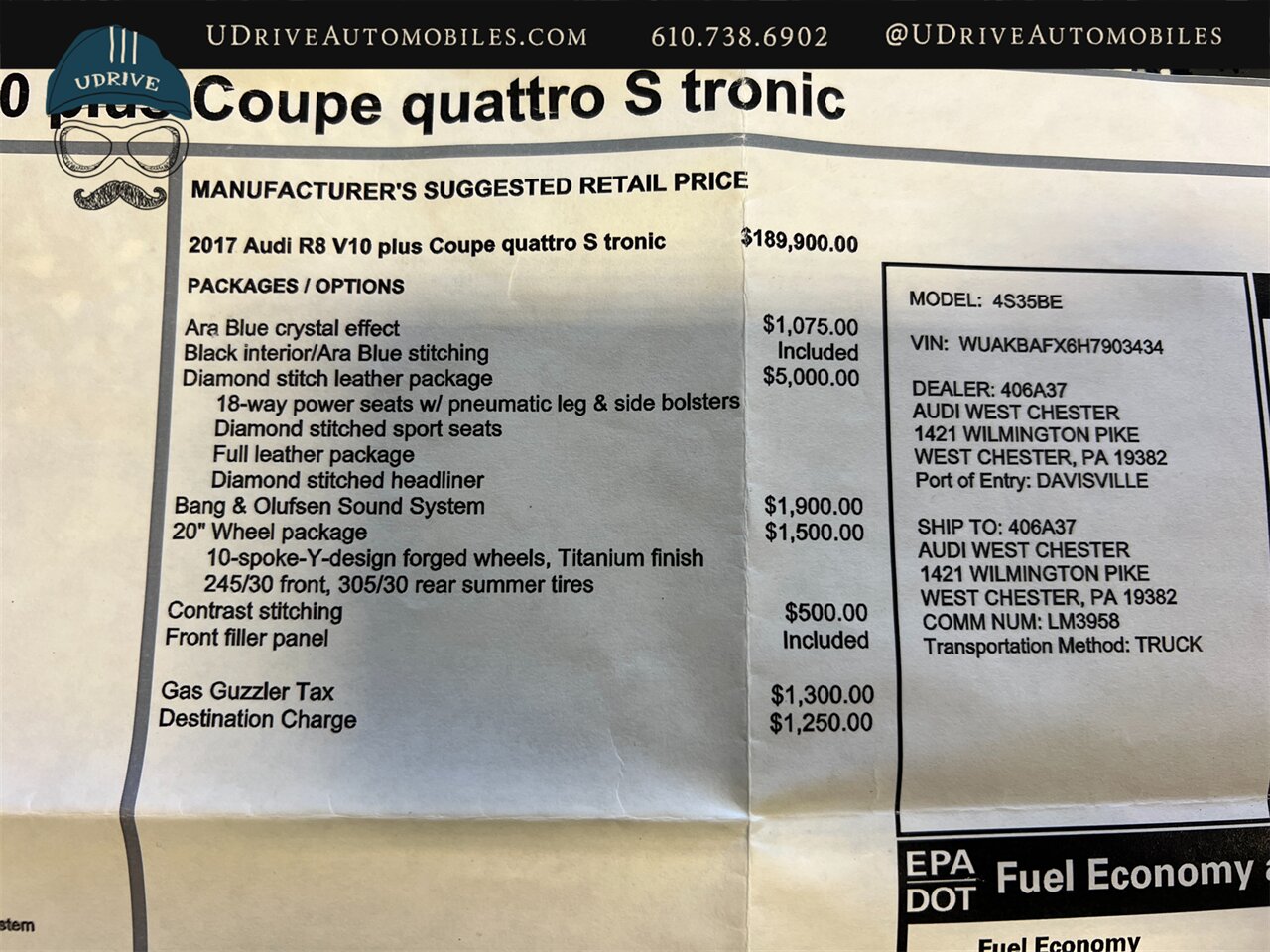 2017 Audi R8 5.2 quattro V10 Plus  Ara Blue Diamond Blue Stitch 1 Owner 6k Miles B&O 20s $202k MSRP Full PPF - Photo 60 - West Chester, PA 19382