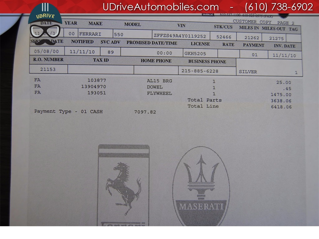 2000 Ferrari 550 Maranello Documented Service History Books Tools   - Photo 52 - West Chester, PA 19382