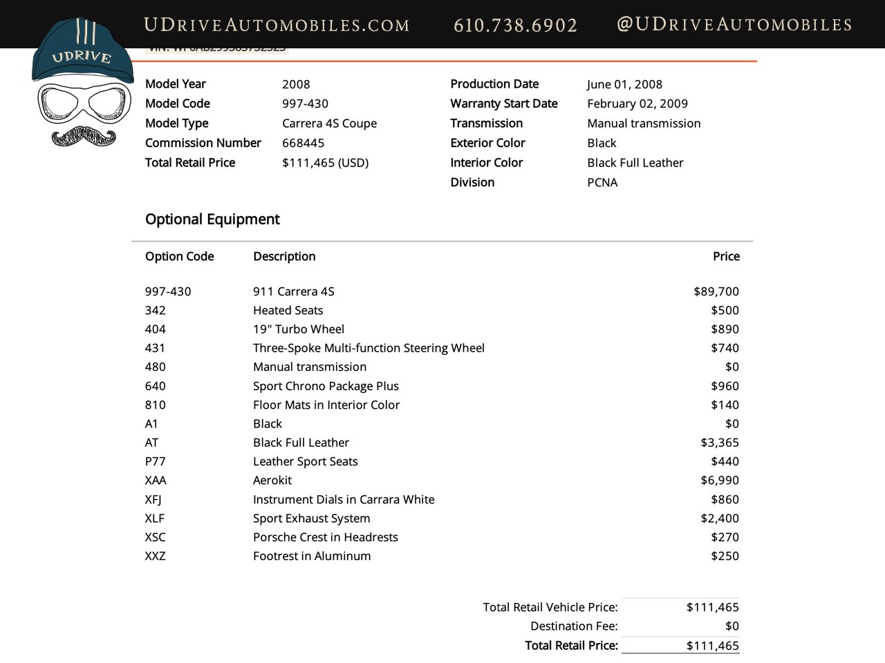 2008 Porsche 911 Carrera 4S  997 6 Speed Factory Aerokit Full Lthr Chrono Sport Seats Sport Exhaust Turbo Wheels - Photo 1 - West Chester, PA 19382