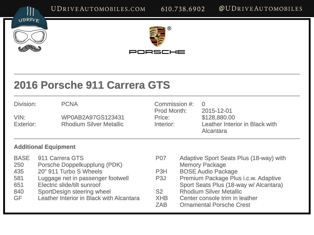 2016 Porsche 911 Carrera GTS  20 " Turbo S Wheels Sunroof Prem Pkg Plus Adaptive Sport Seats 20k Miles - Photo 1 - West Chester, PA 19382