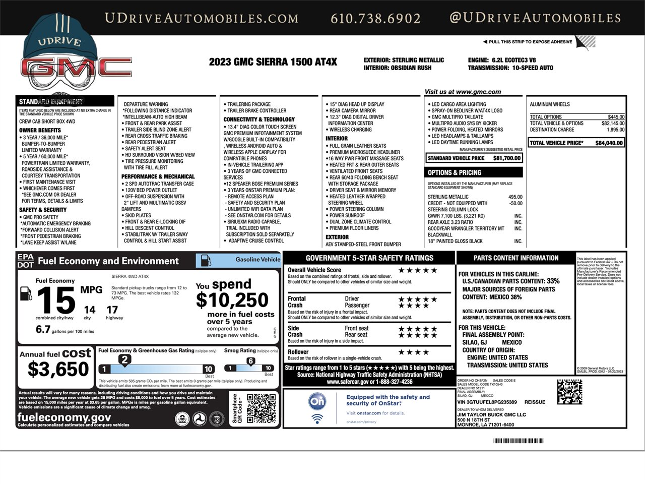 2023 GMC Sierra 1500 AT4X  Bed Cover Massage A/C Seats Surround Vision AEV Bumper - Photo 2 - West Chester, PA 19382