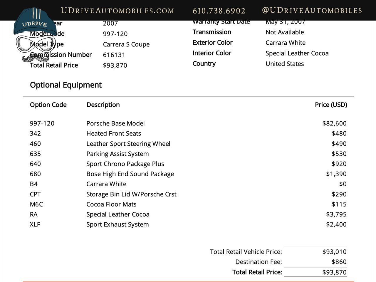 2007 Porsche 911 Carrera S  6 Speed Manual Special Lthr Cocoa Sport Exhaust - Photo 1 - West Chester, PA 19382