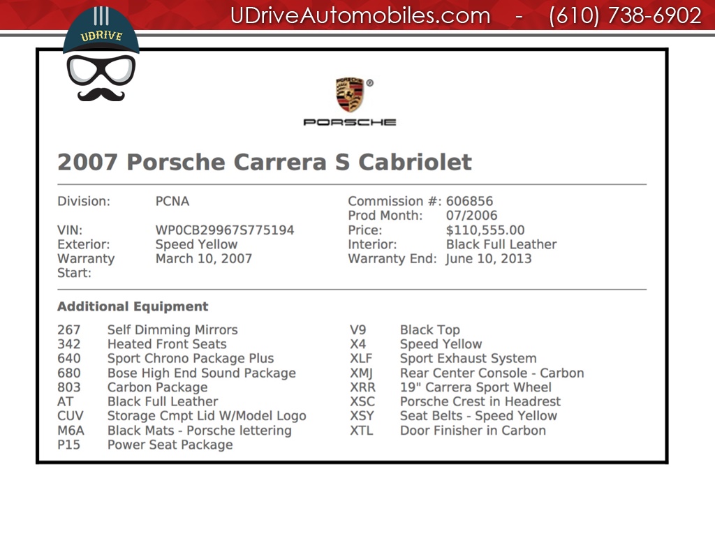 2007 Porsche 911 911S 997 Cabriolet 6 Spd Chrono Sprt Exhaust   - Photo 2 - West Chester, PA 19382