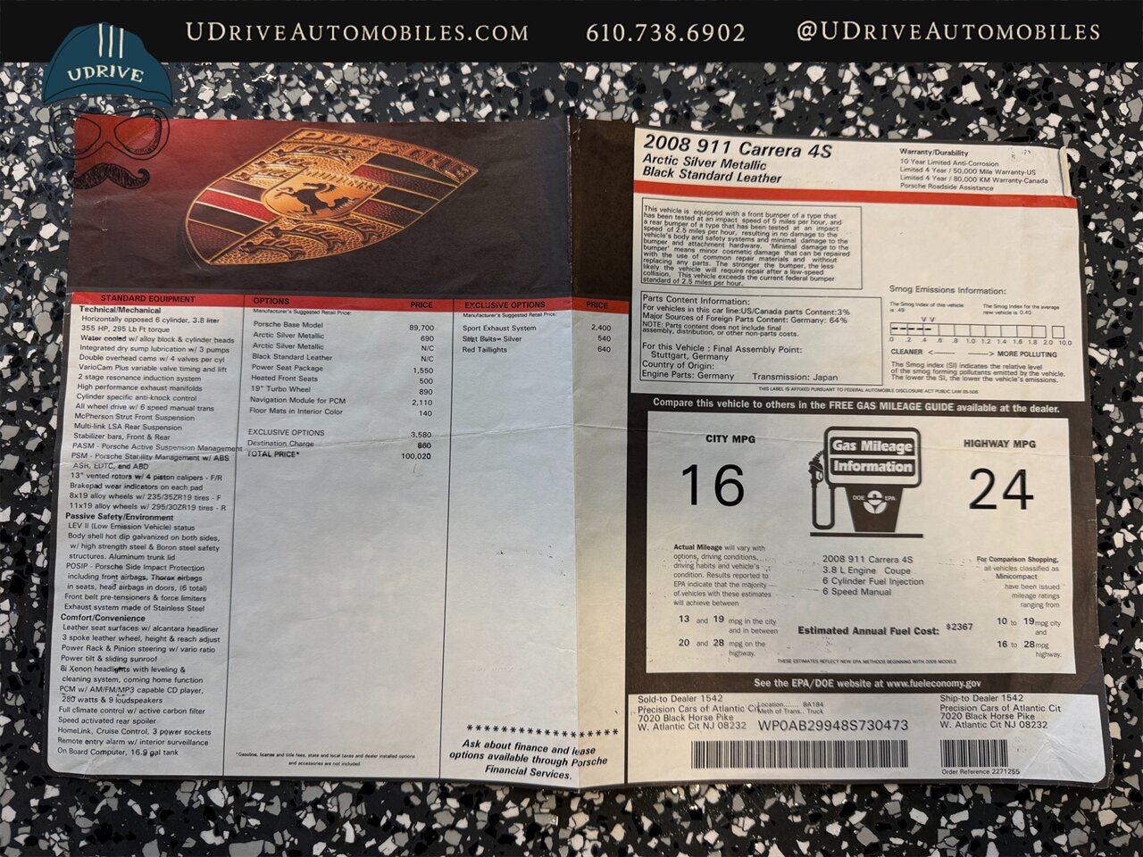 2008 Porsche 911 Carrera 4S  997 6 Speed Sport Exhaust Turbo Wheels Red Tails Silver Belts Detailed Serv Hist - Photo 54 - West Chester, PA 19382