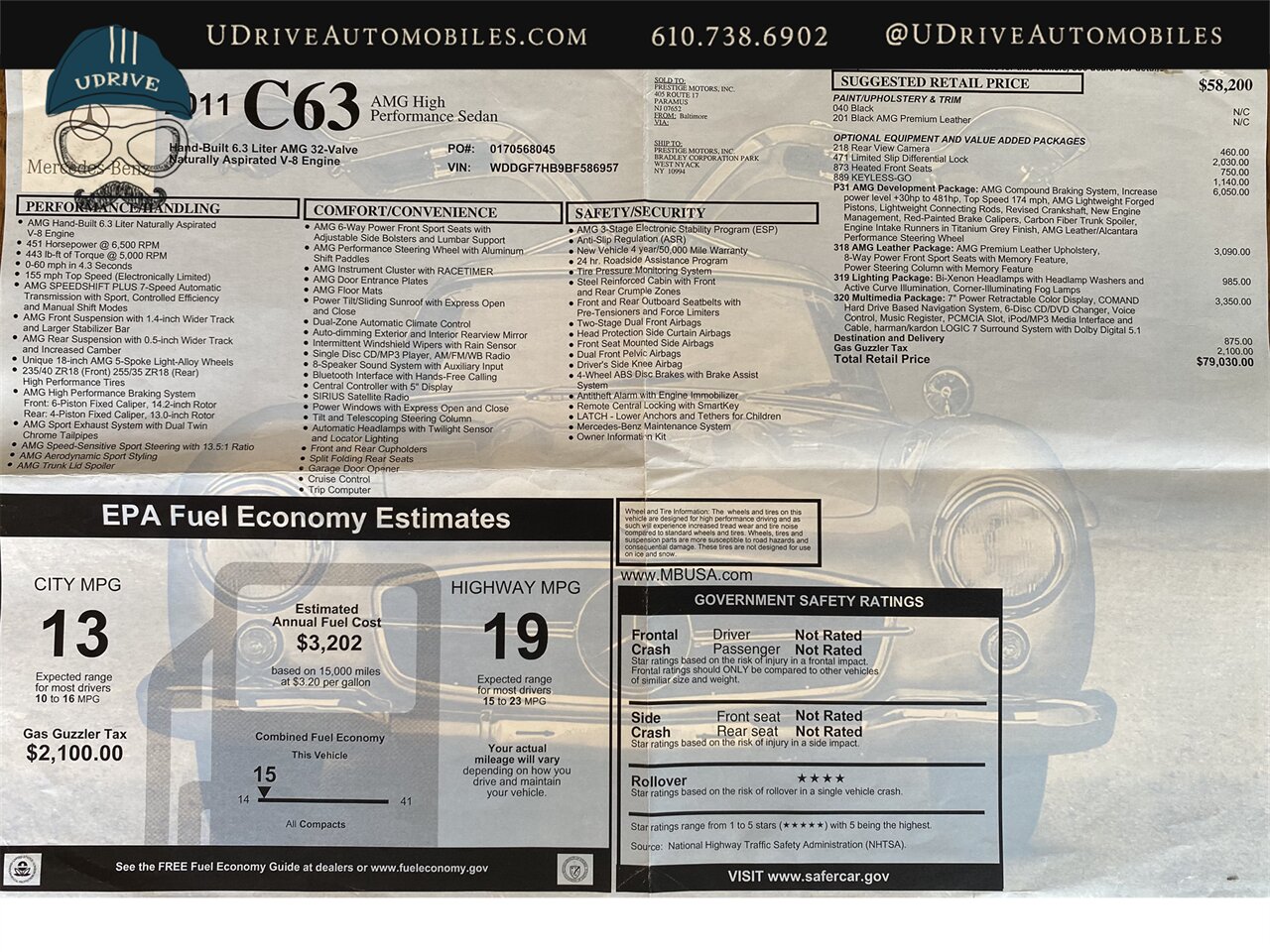 2011 Mercedes-Benz C 63 AMG P31 Development Pkg 481hp LSD Keyless Go Rear Cam AMG Lthr Pkg Multimedia Pkg 31k Miles - Photo 3 - West Chester, PA 19382