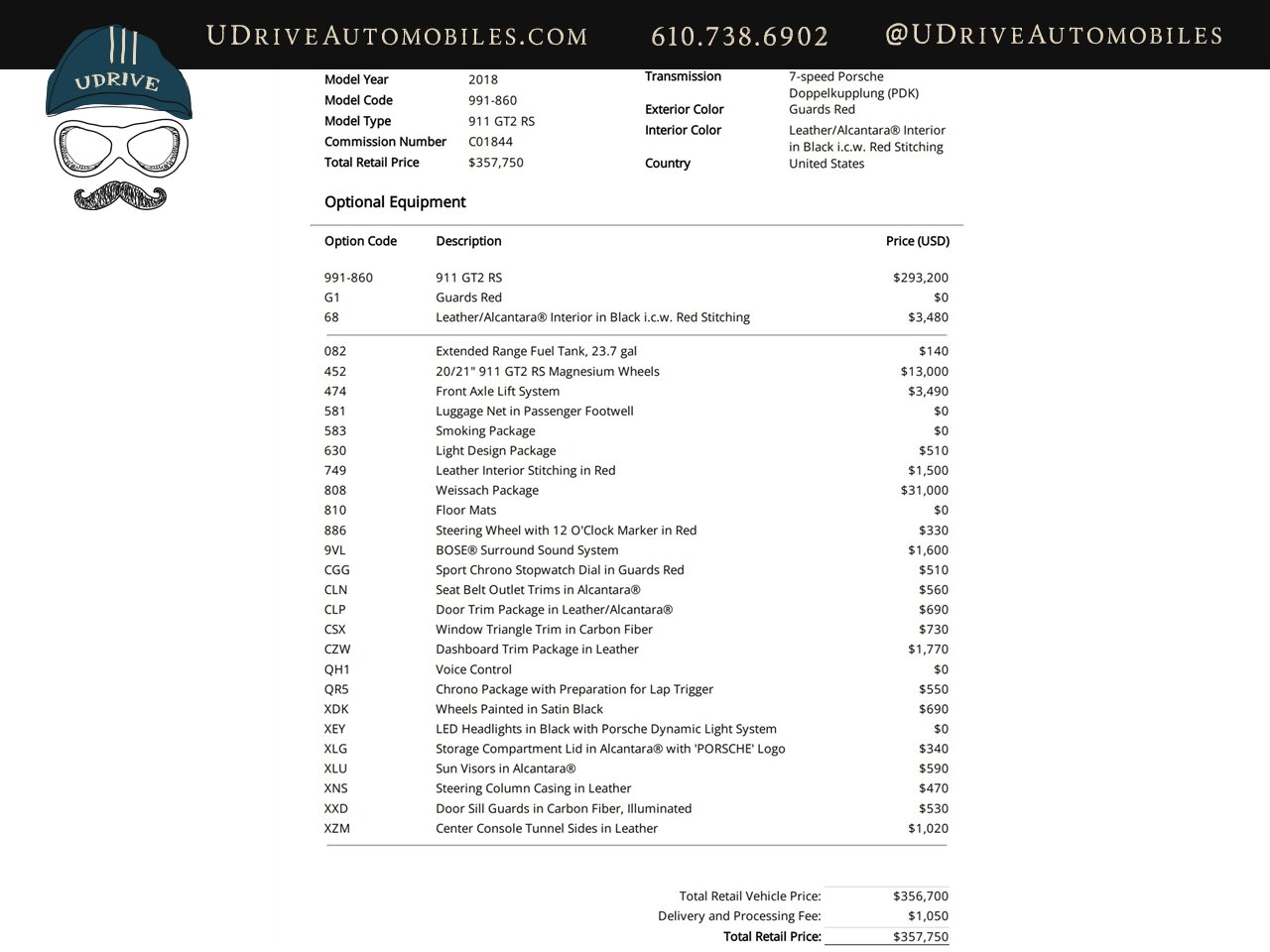 2018 Porsche 911 GT2 RS  Live on Cars & Bids Weissach Pkg FAL Mag Whls Lthr - Photo 2 - West Chester, PA 19382