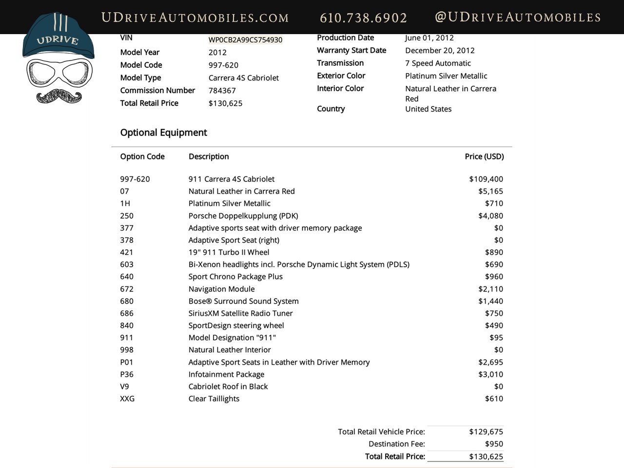 2012 Porsche 911 Carrera 4S  Cabriolet 997.2 Chrono Adap Sport Seats Carrera Red Nat Lthr Infotainment Turbo Whls Clear Taillights - Photo 1 - West Chester, PA 19382