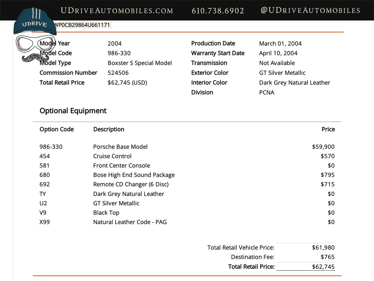 2004 Porsche Boxster S  550 Spyder 50th Anniversary 1 Owner 6k MIles - Photo 2 - West Chester, PA 19382