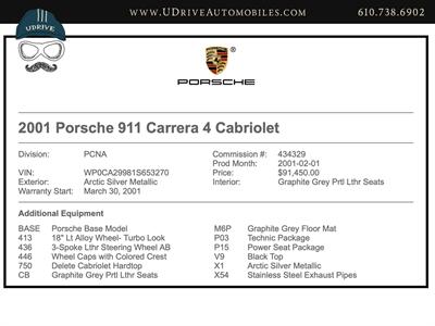 2001 Porsche 911 Carrera 4 Cabriolet Tiptronic IMS Upgrade  Power Seats 18in Turbo Look Wheels 2 Owners $5k Recent Service