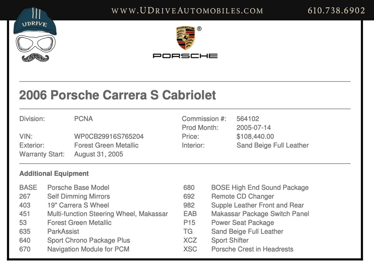 2006 Porsche 911 Carrera S Cabriolet 6 Speed Forest Green  Sport Shifter Makassar Wood New Tires - Photo 2 - West Chester, PA 19382