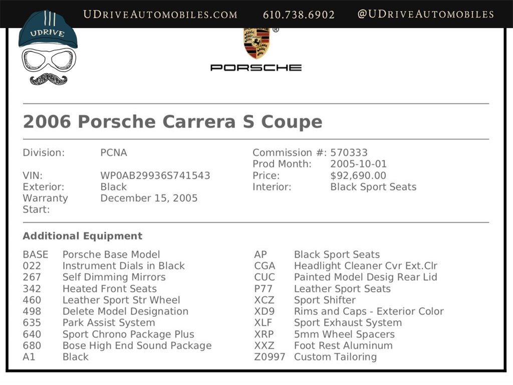 2006 Porsche 911 S 997S Chrono Sport Seats Sport Shift Sport Exhaust Service History - Photo 2 - West Chester, PA 19382