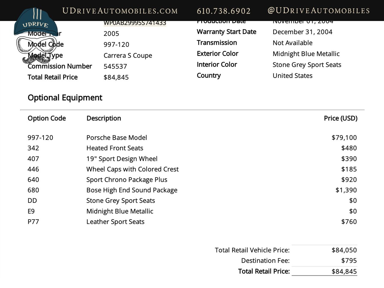 2005 Porsche 911 Carrera S  6 Speed Manual Sport Chrono Sport Seats 1 Owner 997 24k Miles - Photo 1 - West Chester, PA 19382