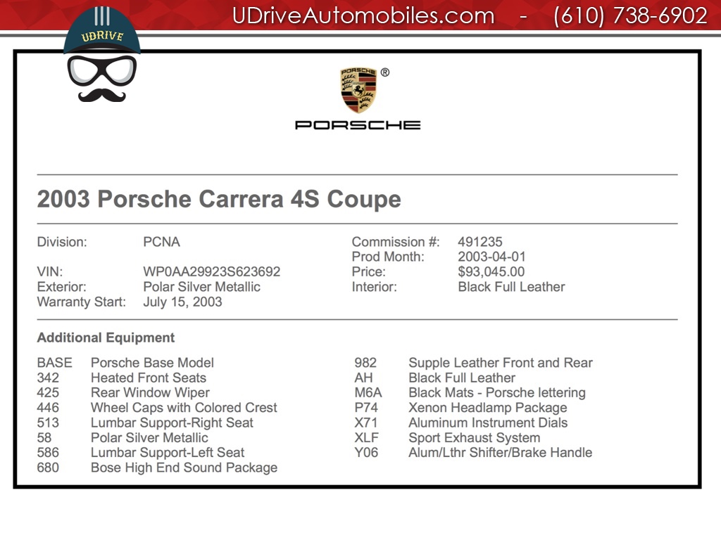 2003 Porsche 911 Carrera 4S C4S 18k Miles 6 Speed IMS Retrofit  Service History - Photo 2 - West Chester, PA 19382