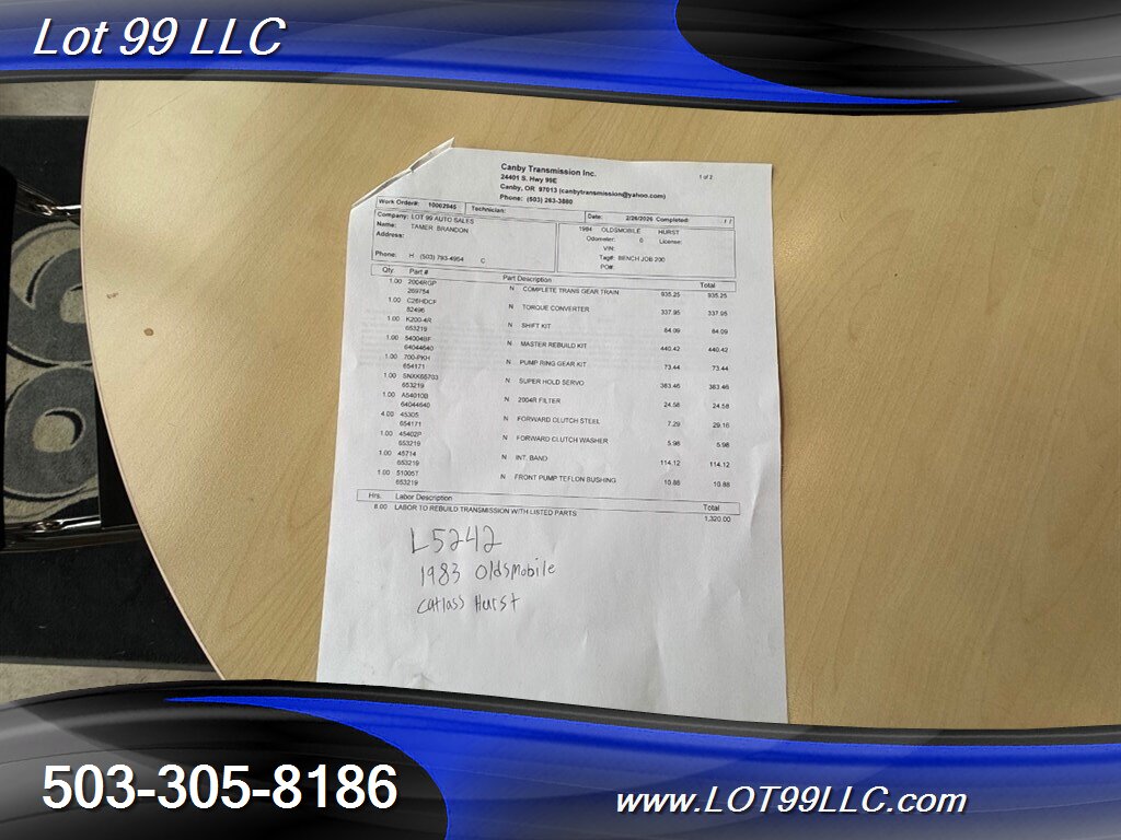 1983 Oldsmobile Cutlass Calais Hurst  Fresh Built Transmission Only 3001 Produced in 1983 - Photo 41 - Milwaukie, OR 97267