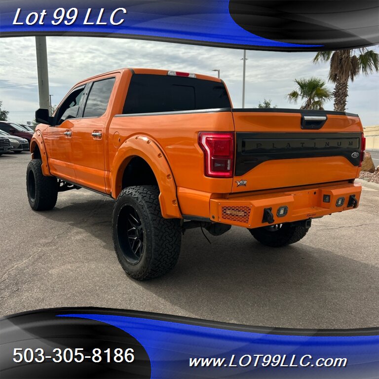 2016 Ford F-150 Platinum Crew Cab 4x4 Lifted Loaded  ORANGE Ready Lift - BDS Lift 37 " Tires 22 " Wheels - Photo 2 - Milwaukie, OR 97267