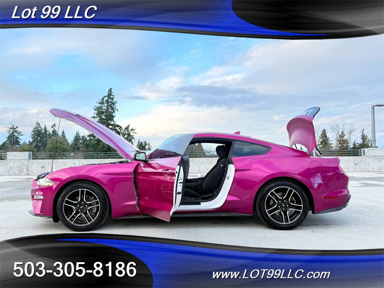 2020 Ford Mustang EcoBoost 71k Miles Auto Pink Wrap over White  30MPG 1-Owner Clean Title and CARFAX - Photo 41 - Milwaukie, OR 97267