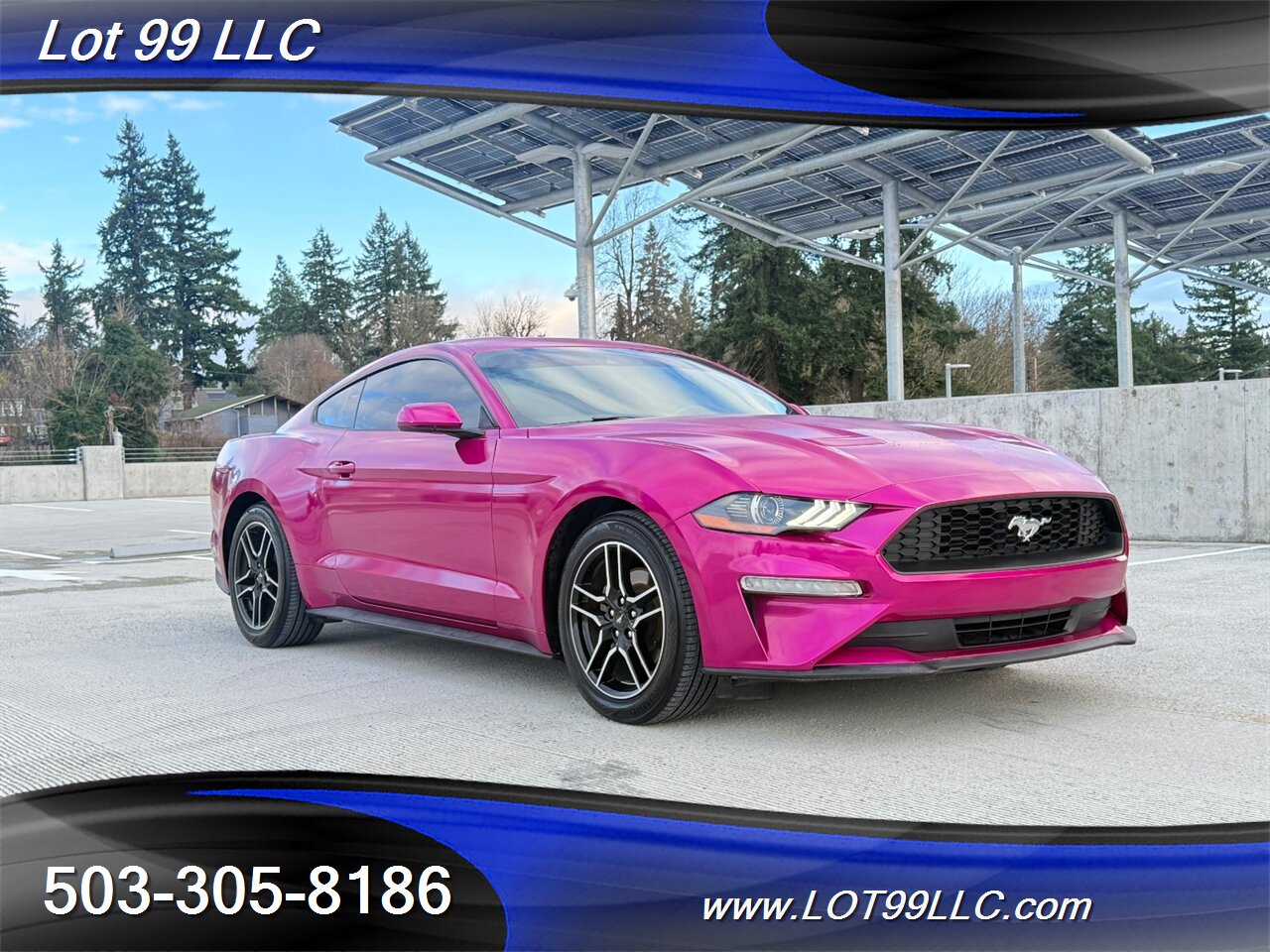 2020 Ford Mustang EcoBoost 71k Miles Auto Pink Wrap over White  30MPG 1-Owner Clean Title and CARFAX - Photo 4 - Milwaukie, OR 97267