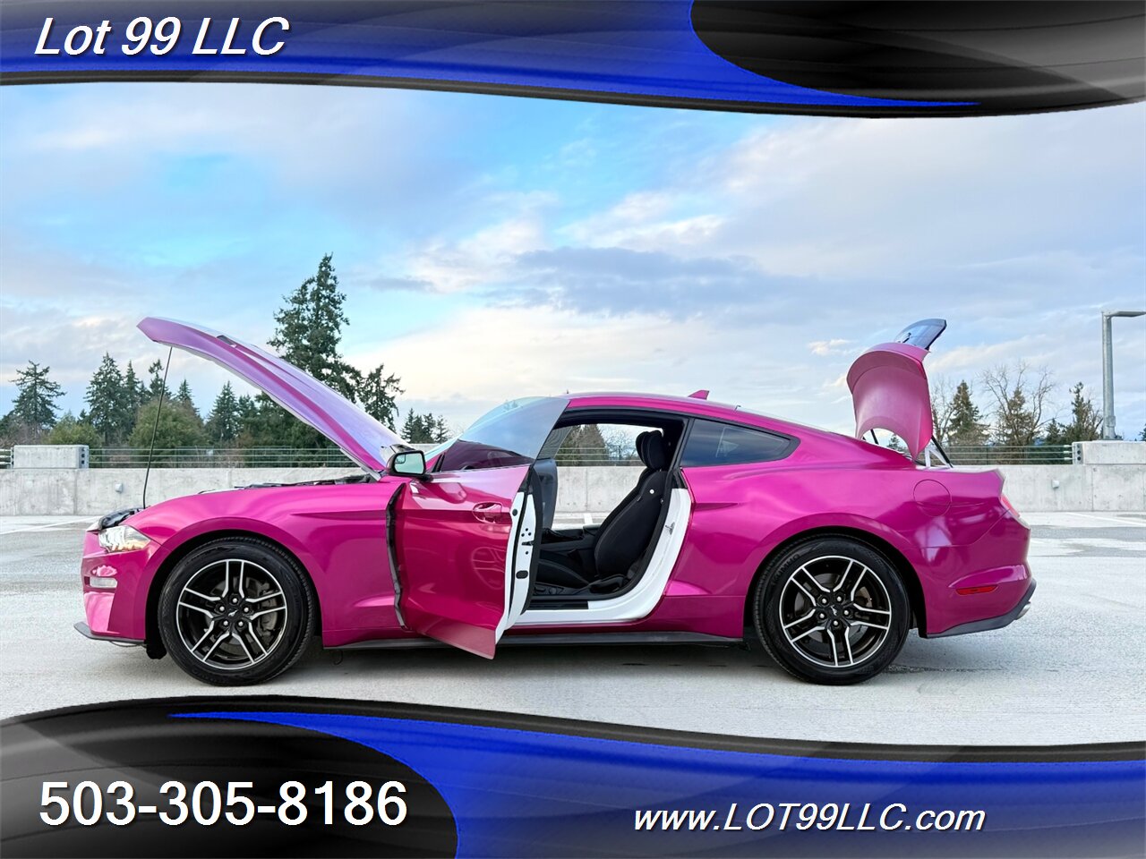 2020 Ford Mustang EcoBoost 71k Miles Auto Pink Wrap over White  30MPG 1-Owner Clean Title and CARFAX - Photo 42 - Milwaukie, OR 97267
