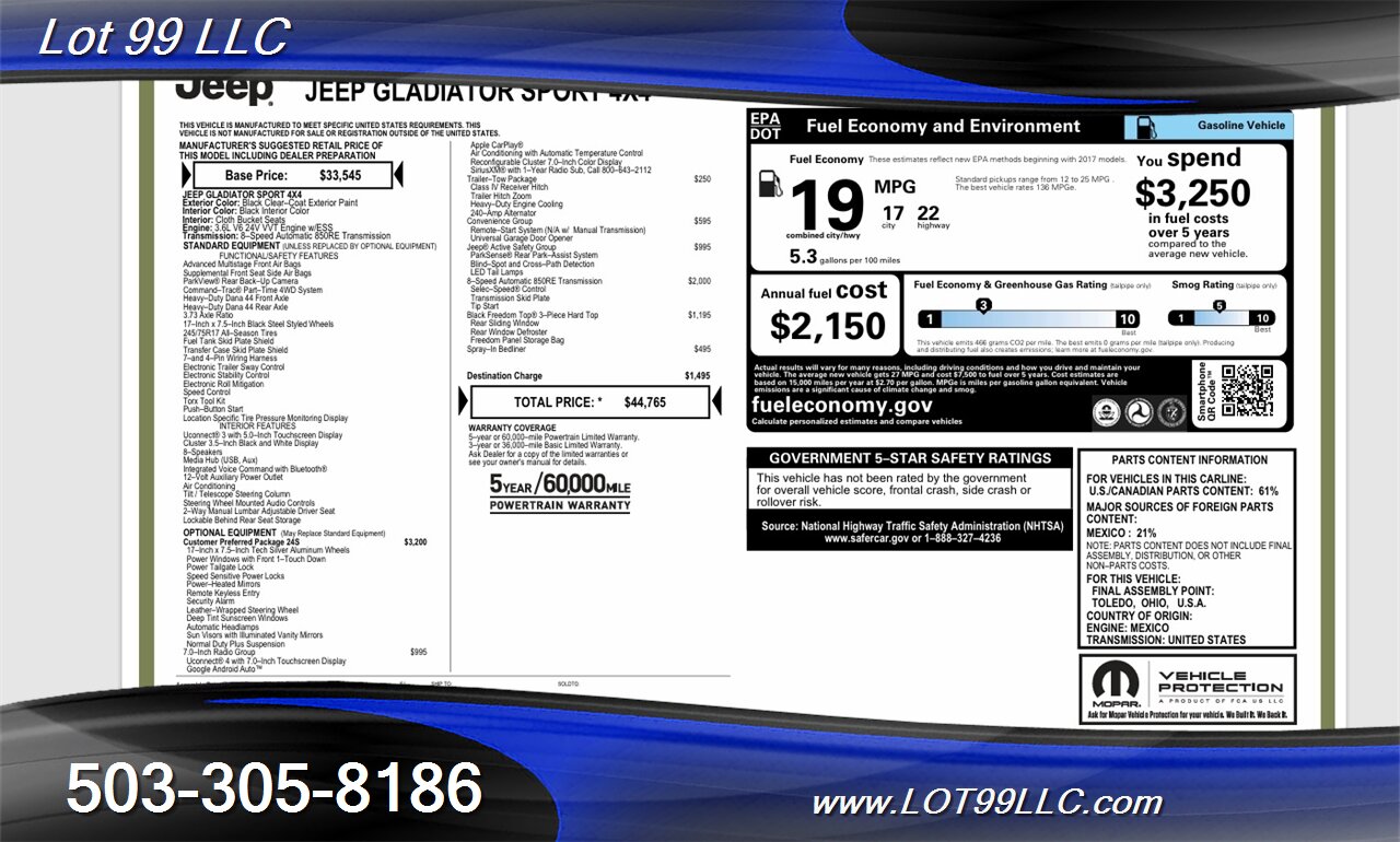 2020 Jeep Gladiator 4x4 Lifted NEW 37 " Tires  22 " Hostile Wheels Winch  Sport S - Photo 24 - Milwaukie, OR 97267